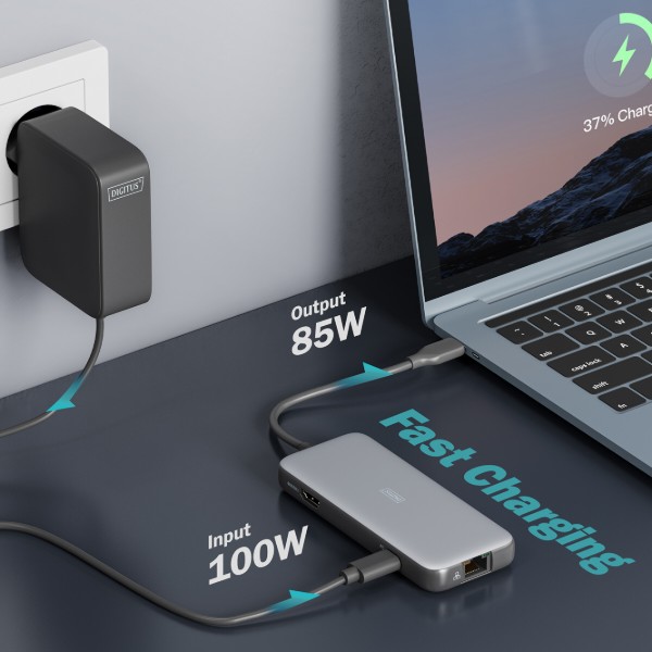 Фото - Хаб USB Digitus USB-C HDMI/2xUSB-A/USB-C/SD/MicroSD/RJ54 (DA-70914)