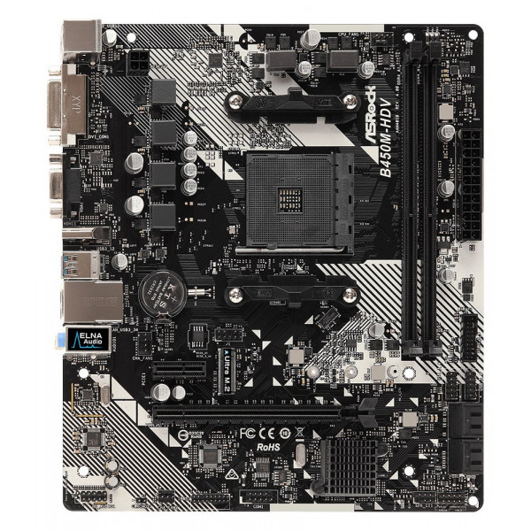 Фото - Материнська плата ASRock AMD AM4 B450 2DDR4 M.2 HDMI/DVI/VGA mATX (B450M-HDV R4.0)