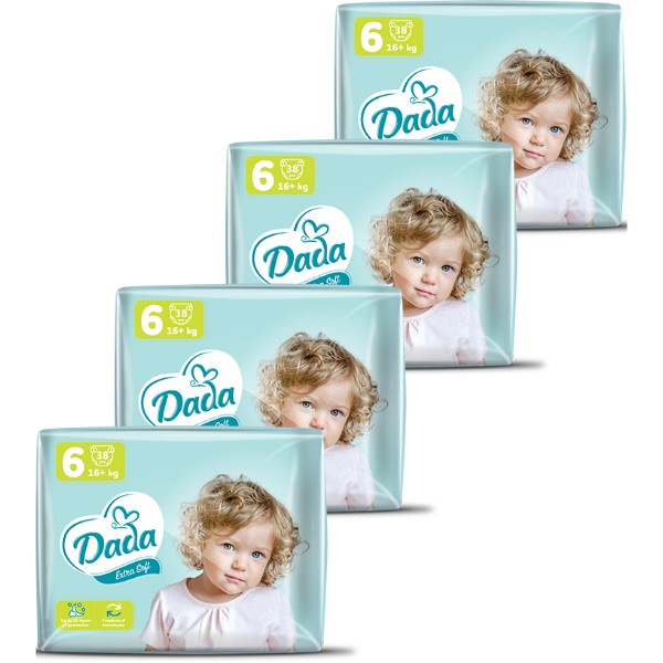 Фото - Одноразові підгузки Dada Extra Soft Розмір 6 (16+ кг.), 152 шт. (38*4 шт.) (4820174989576)