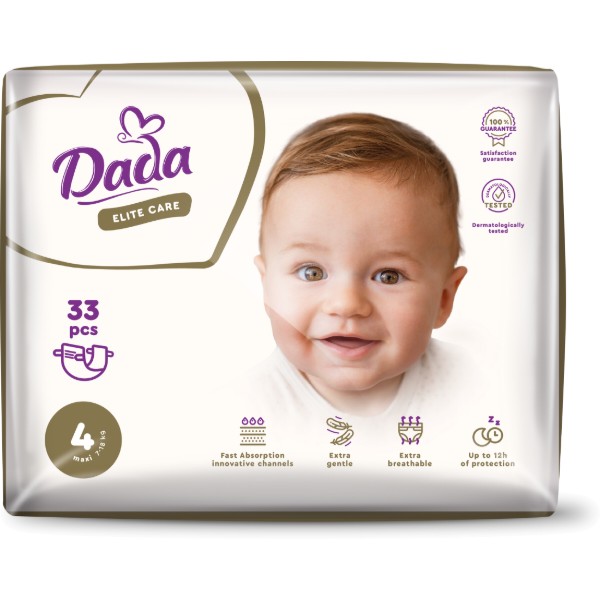 Фото - Одноразові підгузки Dada Elite Care Розмір 4 (7-18 кг.), 33 шт. (4820174981105)