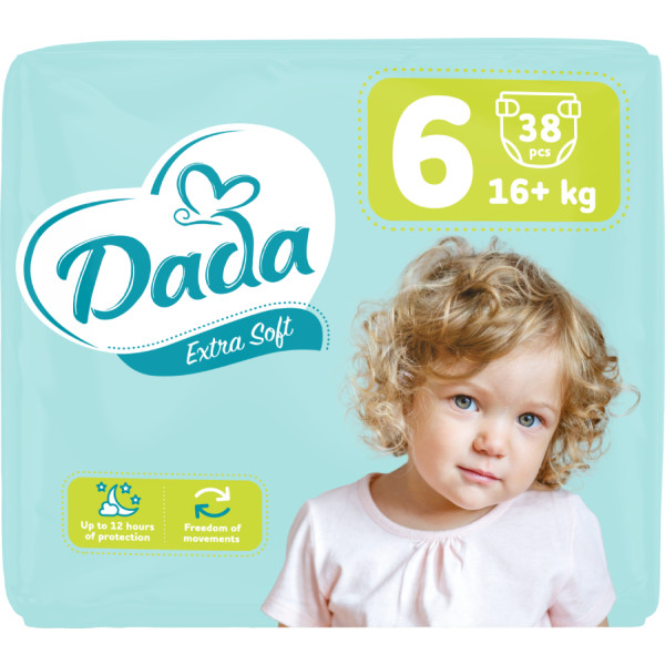 Фото - Одноразові підгузки Dada дитячі Extra Soft 6 Extra Large (16+ кг) 38 шт/уп (980924)