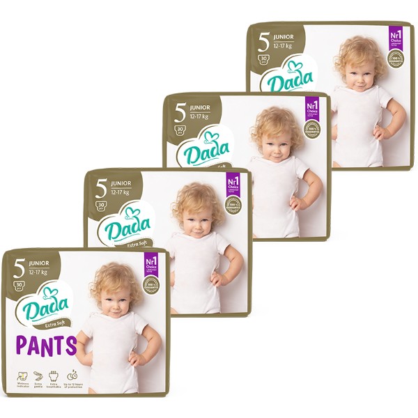 Фото - Одноразовые подгузники-трусики Dada Extra Soft Размер 5 (12–17 кг.), 120 шт. (30*4 шт.) (4820174989590) Фото - Одноразовые подгузники-трусики Dada Extra Soft Размер 5 (12–17 кг.), 120 шт. (30*4 шт.) (4820174989590)