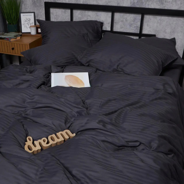 Фото - Комплект постільної білизни Moon&Star Satin Stripe Dark Serenity 200х220 (MS-820008588)