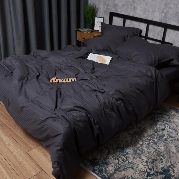 Фото - Комплект постільної білизни Moon&Star Satin Stripe Dark Serenity 200х220 (MS-820008588)