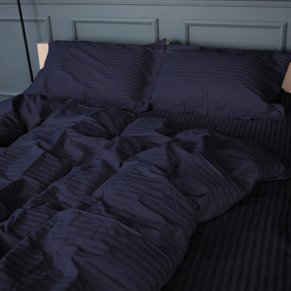 Фото - Наволочка MirSon Satin Stripe 30-0021 Dark Blue 70x70 см (2200005255872)