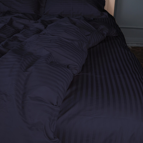 Фото - Комплект постільної білизни дитячий MirSon Satin Stripe 30-0021 Dark Blue 110х140 (2200005246320)