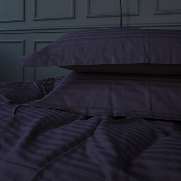 Фото - Комплект постільної білизни дитячий MirSon Satin Stripe 30-0021 Dark Blue 110х140 (2200005246320)