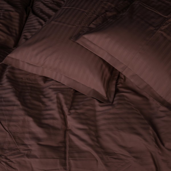 Фото - Комплект постельного белья детский MirSon Satin Stripe 30-0006 Dark Brown 110х140 (2200005246108)