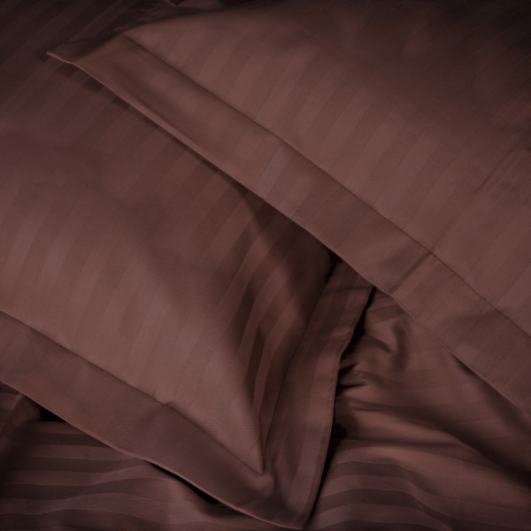 Фото - Комплект постельного белья детский MirSon Satin Stripe 30-0006 Dark Brown 110х140 (2200005246108)