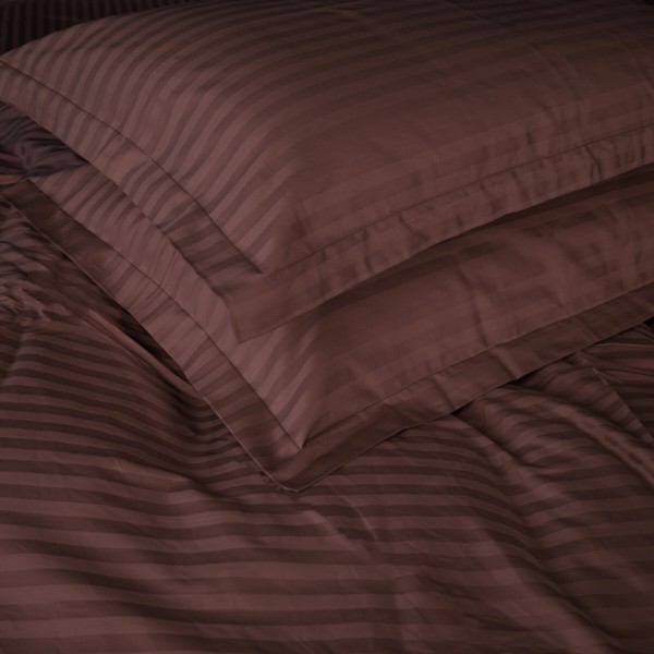 Фото - Комплект постельного белья детский MirSon Satin Stripe 30-0006 Dark Brown 110х140 (2200005246108)