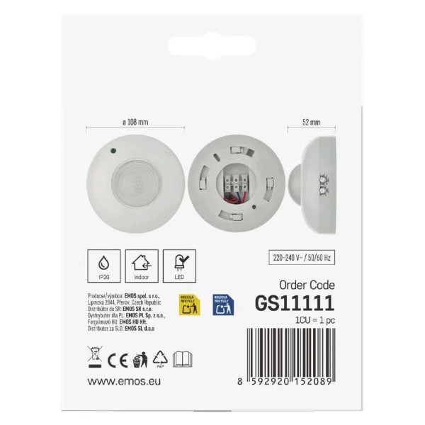 Фото - Проводной датчик движения EMOS GS11111 PIR IP20 1200 W