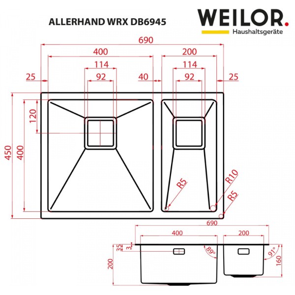 Фото - Мийка кухонна Weilor Allerhand WRX DB6945