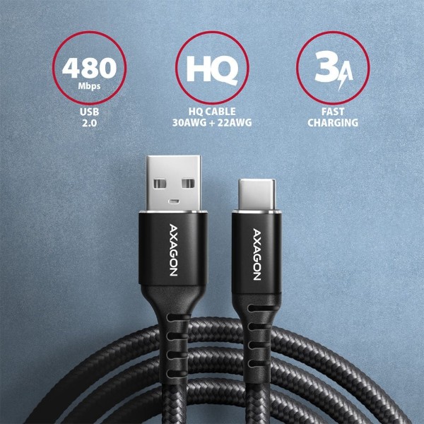 Фото - Кабель AXAGON USB-C TO USB2.0 1.5m (BUCM-AM15AB)