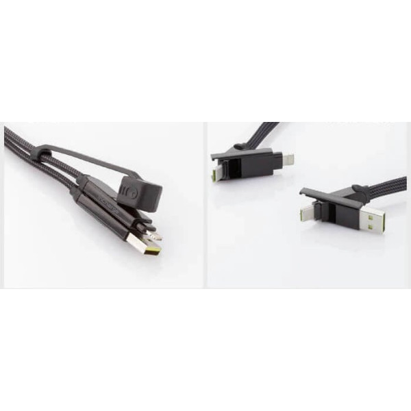 Фото - Кабель синхронізації даних Rolling Square 6in1, inCharge XL 30 см Black (XLS01R)