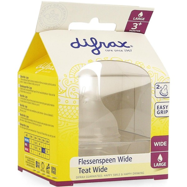 Фото - Великий потік соска дитяча силіконова Difrax S-bottle Wide 2 шт. (678)