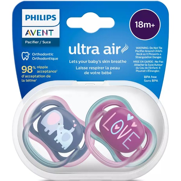 Фото - Ортодонтическая пустышка Philips Avent Ultra Air, 18+ мес., 2 шт. (SCF349/22)