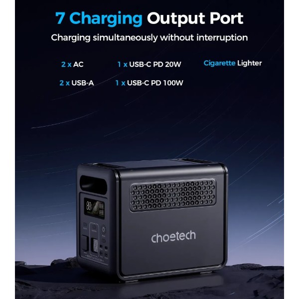 Фото - Зарядная станция универсальная Choetech BS068 (1200W, 1024Wh, Wi-Fi)