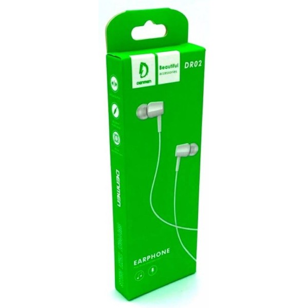 Фото - Наушники вкладыши проводные Denmen DR02 3.5mm 1.2 м White (DE-DR02-WH)