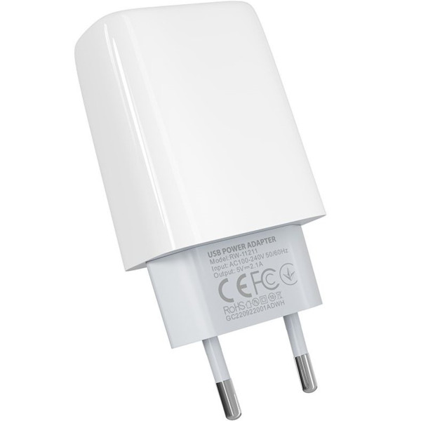 Фото - Сетевое зарядное устройство Ridea Element Micro 2.1 A White (RW-11111)