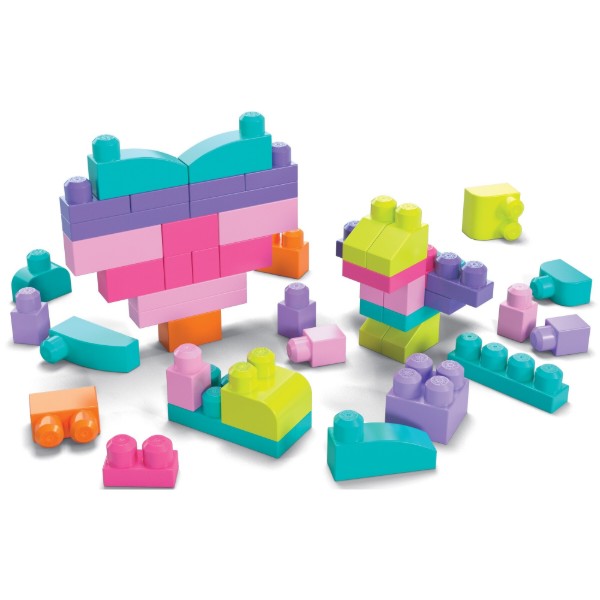 Фото - Пластиковый конструктор для малышей Mega Bloks розовый в мешке (80 дет.) (DCH62)