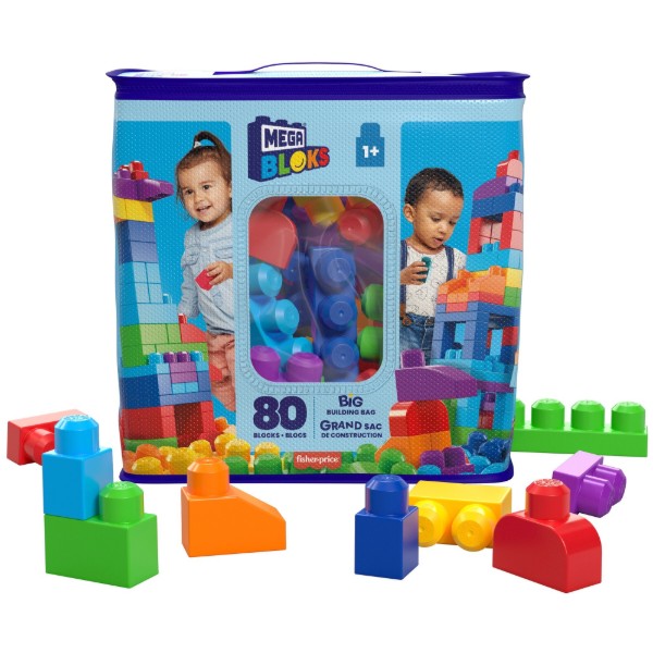 Фото - Пластиковый конструктор для малышей Mega Bloks классический в мешке (80 дет.) (DCH63)