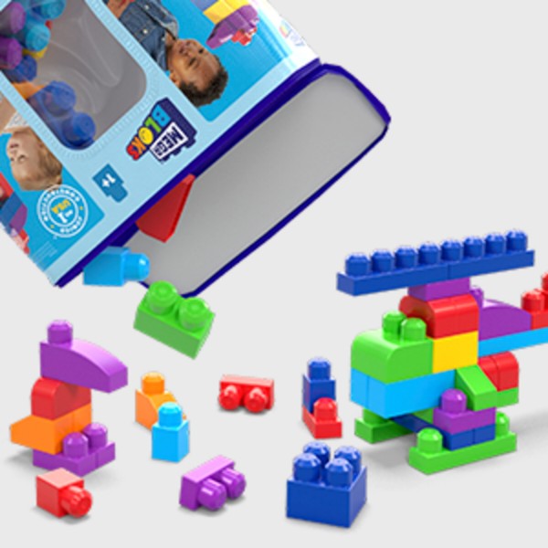 Фото - Пластиковый конструктор для малышей Mega Bloks классический в мешке (80 дет.) (DCH63)