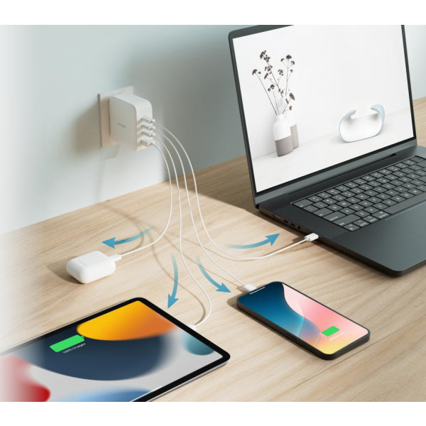 Фото - Мережевий зарядний пристрій D-Link DCP-101 100Вт GaN 3хUSB-С, 1xUSB-A White (DCP-101)