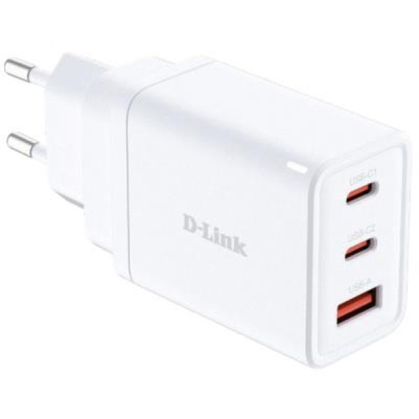Фото - Мережевий зарядний пристрій D-Link DCP-651 65Вт GaN 2хUSB-С, 1xUSB-A White (DCP-651)