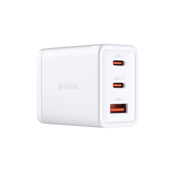 Фото - Мережевий зарядний пристрій D-Link DCP-651 65Вт GaN 2хUSB-С, 1xUSB-A White (DCP-651)