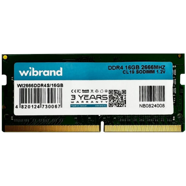 Фото - Память DDR Wibrand DDR4 16GB 2666MHz CL19 SODIMM (WI2666DDR4S/16GB) Фото - Память DDR Wibrand DDR4 16GB 2666MHz CL19 SODIMM (WI2666DDR4S/16GB)