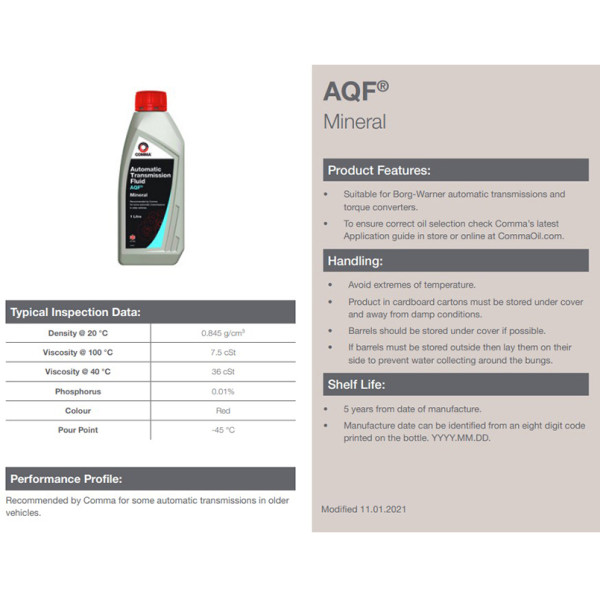 Фото - Масло для авто COMMA AQF AUTO TRANS FLUID 1л (ATF1L)