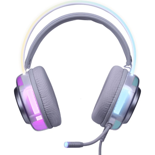 Фото - Навушники повнорозмірні дротові Defender Glitch, USB, RGB, 2м, White (62490)