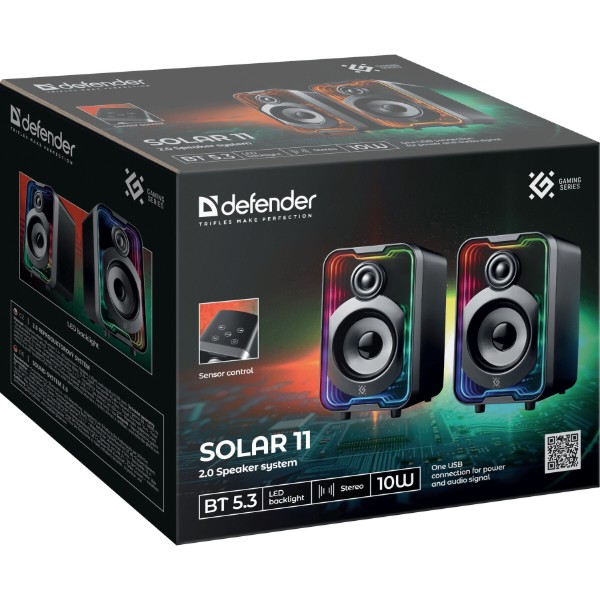 Фото - Комп'ютерна акустика компактна 2.0 Defender Solar 11 10Вт, 2.0, BT, USB-Type-C, з підсвіткою (65811)