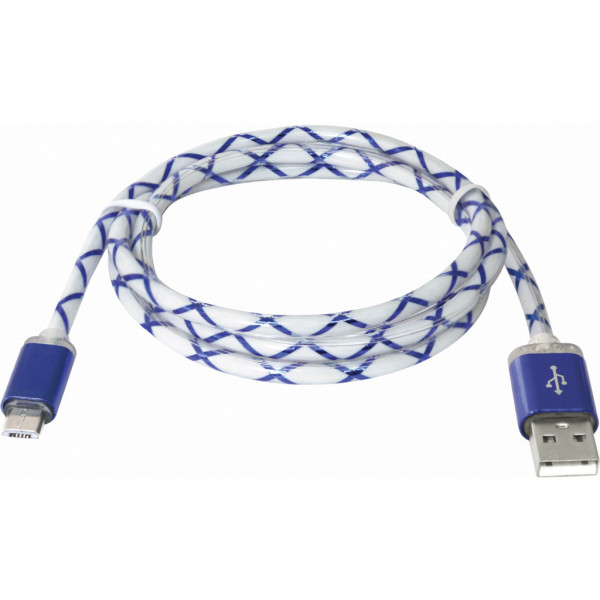 Фото - Кабель Defender USB08-03LT USB - Micro USB Blue LED Backlight 1m (87555)