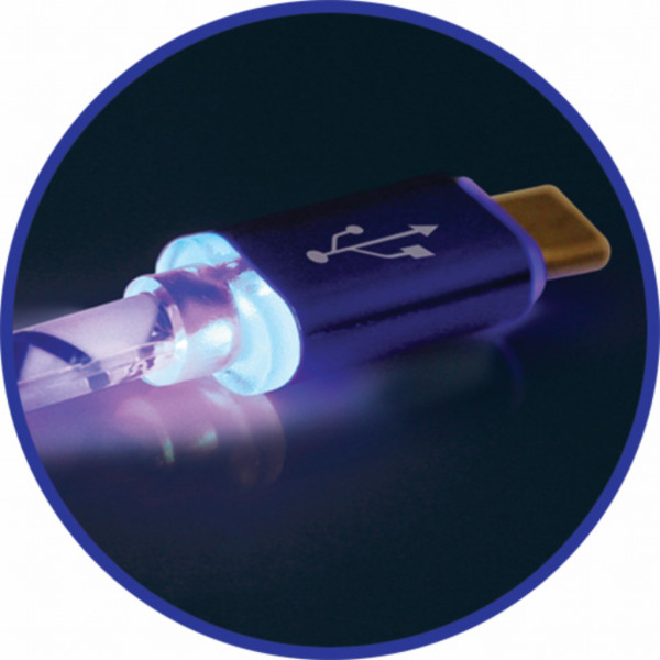 Фото - Кабель Defender USB08-03LT USB - Micro USB Blue LED Backlight 1m (87555)