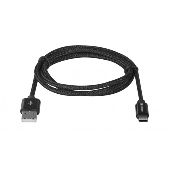 Фото - Кабель синхронізації даних Defender USB09-03T PRO USB2.0 AM-Type-C Black 1m (87814)