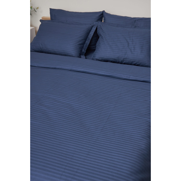 Фото - Комплект постільної білизни Moon&Star 143х210х2 нав. 2х40х60 Delfi Blue Satin Stripe (MS-820000515)