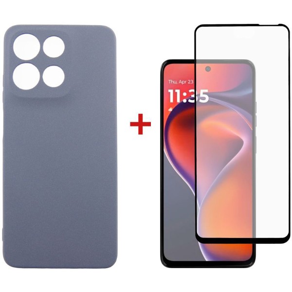 Фото - Чохол для смартфона DENGOS for Motorola G15/G15 Power Grey Full Glue (DG-KM-147) + захисне скло Фото - Чохол для смартфона DENGOS for Motorola G15/G15 Power Grey Full Glue (DG-KM-147) + захисне скло