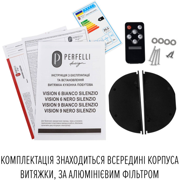 Фото - Вытяжка встраиваемая Perfelli DESIGN VISION 9 NERO SILENZIO