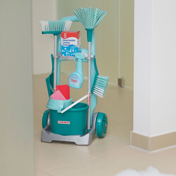 Фото - Сюжетно-рольова гра. Будинок. Предмети побуту Klein Leifheit - Іграшковий набір: візок для прибирання з аксесуарами (6562)