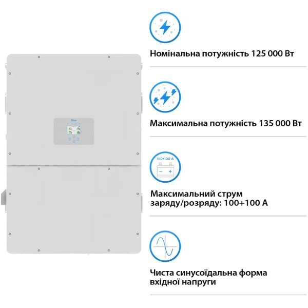 Фото - Система хранения энергии Deye SUN-125K-SG02HP3-EU-GM10 (3ф, 125kW, 417.6kWh 1BAT LiFePO4) (SV-3DE125K1-HGS418K1-1)