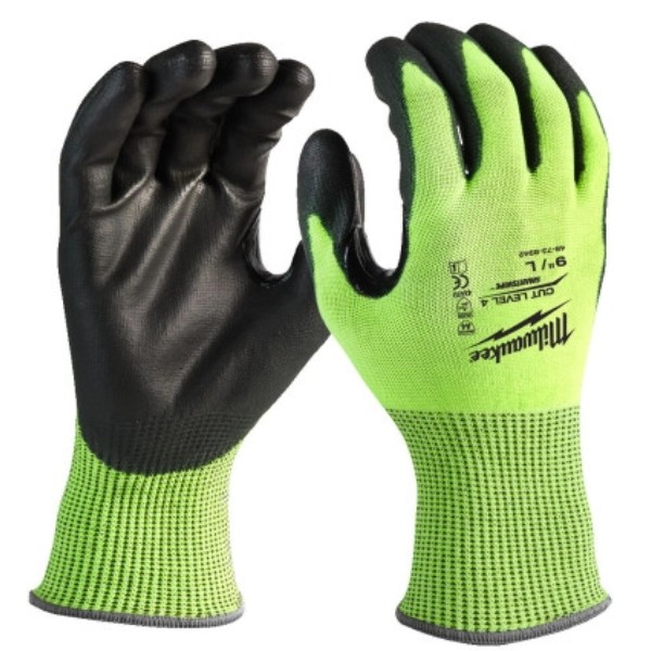 Фото - Робочі рукавиці Milwaukee сигнальні Hi-Vis з опором порізам 4/D рівня розмір 11/XXL (4932479930)
