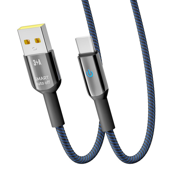 Фото - Кабель синхронізації даних YOKI SMART Type-C 3A 1.2m Black-Blue (YK-SM31)