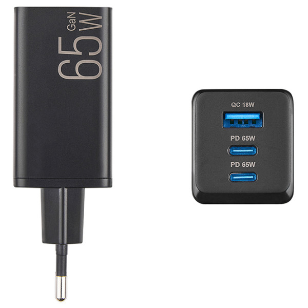 Фото - Мережевий зарядний пристрій Brevia ePowerGaN PD65W 2xUSB-C+USB-A (44065GDCUB)