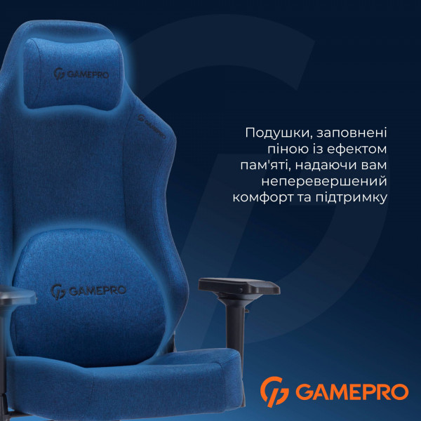 Фото - Крісло для геймерів GamePro FGC750DB Size L Fabric Dark Blue