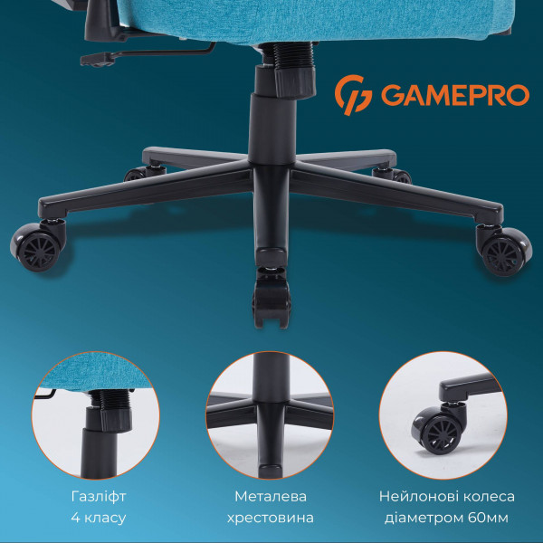 Фото - Крісло для геймерів GamePro FGC750LB Size L Fabric Light Blue