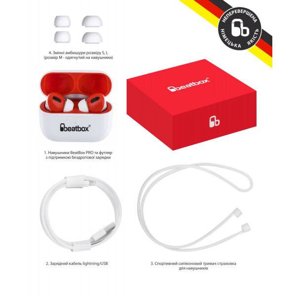 Фото - Наушники вкладыши беспроводные TWS BeatBox PODS PRO 1 Wireless charging white-red (bbppro1wcwr)