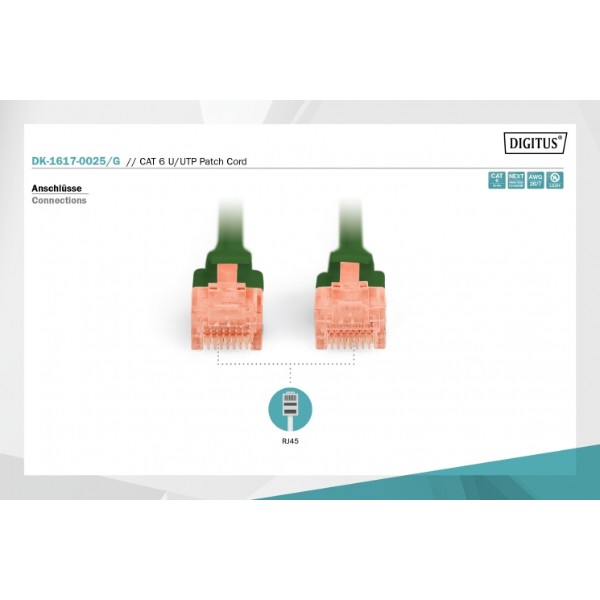 Фото - Кабель патч-корд Digitus CAT 6 UTP 0.25 м Green (DK-1617-0025/G)