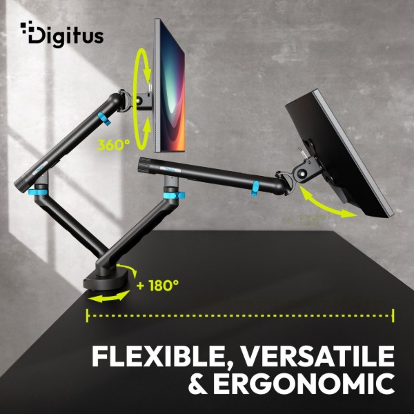 Фото - Крепление настольное Digitus Dual Monitor Clamp Black (DA-90471)