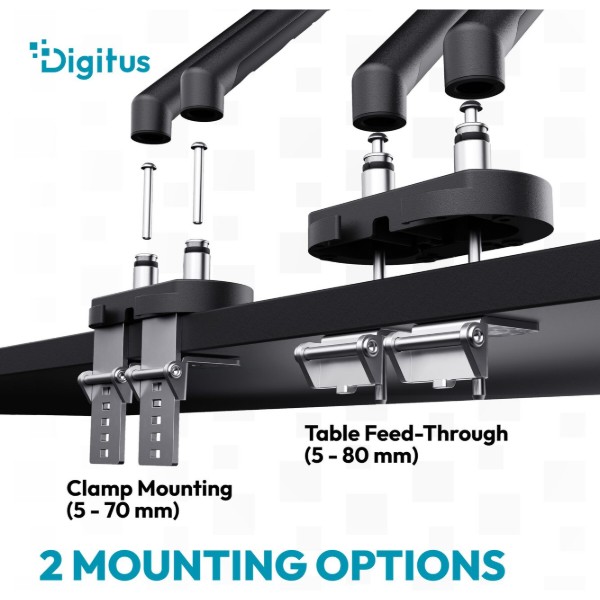 Фото - Крепление настольное Digitus Dual Monitor Clamp Black (DA-90471)